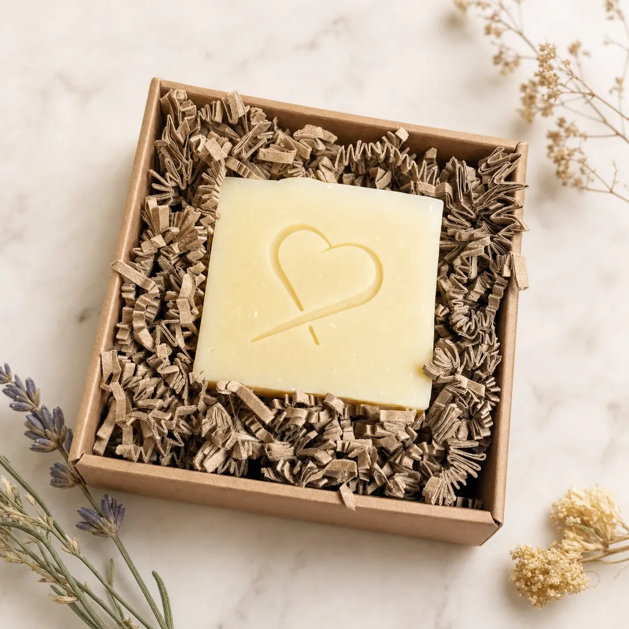 Handgemachte Naturseife mit Logoprägung im hochwertigen Geschenkkarton der Münchner Waschkultur®